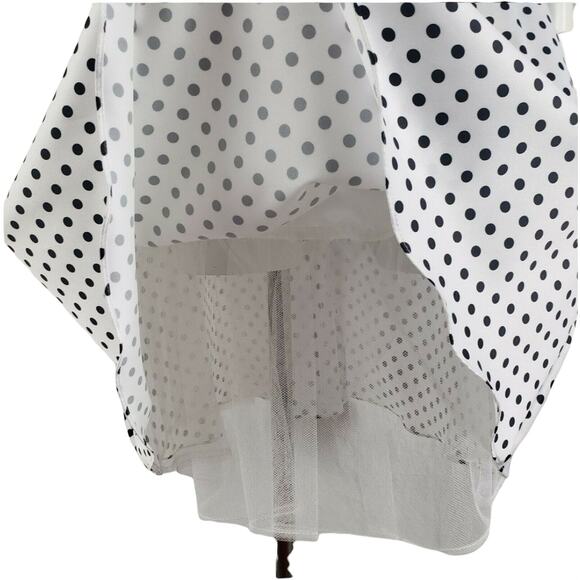 Niki Livas Pin Up Fit Flare Dress Polka Dot Ruched Bandeau Sash Strapless White - Picture 8 of 11